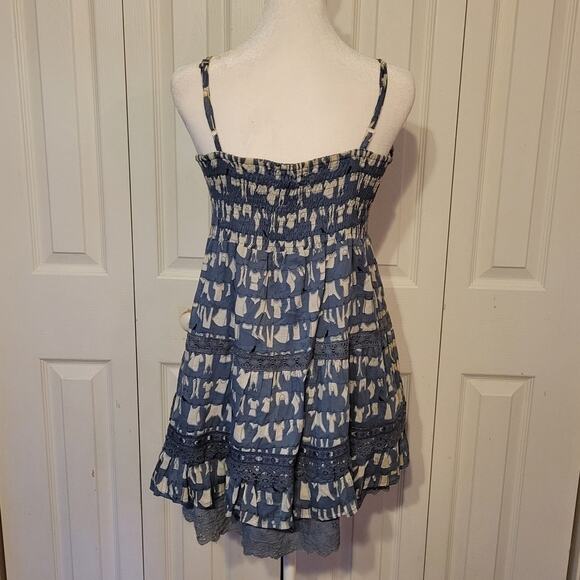 Soho Chiek, S | Babydoll Boho Corset Lace Laundry Print Mini Dress NWT - Picture 2 of 5